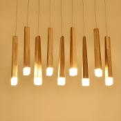 Modern Wood Pendant with Adjustable Hanging Length and Acrylic Shade