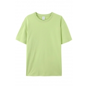 Pretty Girl's Solid Color Round Neck Summer Short Sleeve Cotton T-Shirt