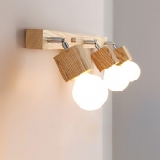 Versatile Modern Wood Vanity Light with E26/E27 Bulb Base for Various Rooms - No Assembly Required