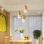 Modern Wood Pendant with Adjustable Hanging Length and Solid Wood Shade
