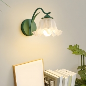 White Glass Smart LED Wall Lamp 1 Light Modern Metal Hardwired