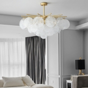Modern LED Chandelier with White Glass Shades, Stylish Metal Design and Easy Hardwired Installation