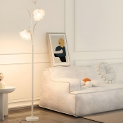 Modern Floor Lamp with White Acrylic Shade and Foot Switch for Residential Use