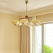 Contemporary Metal Chandelier with Glass Shades for Living Room