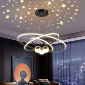Modern Simple LED Chandelier with Adjustable Hanging Length for Bedroom