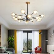 Modern Iron Chandelier with Clear Glass and Adjustable Hanging Length Bulb Not Included
