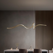 Contemporary LED Bronze Island Light with Adjustable Hanging Length in Gold for Dinning Room