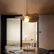 Modern Dining Room Resin & Metal Pendant Light in Hat Shape Design