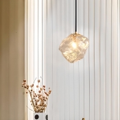 Metal Pendant Light with Adjustable Hanging Length and Glass Shade