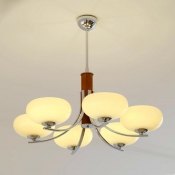 Modern Gold 1 Tier Chandelier with Adjustable Hanging Length and Opalescent Glass Shades