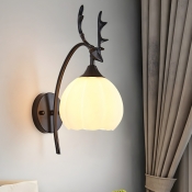 Contemporary Metal Wall Light with Glass Lampshade for Living Room