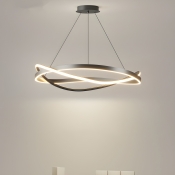 Contemporary Adjustable Hanging Length Metal Chandelier with LED Light Source