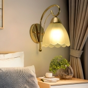 Contemporary Metal 1-Light Wall Lamp with Glass Lampshade for Living Room