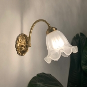Vintage Metal Bedroom Wall Sconce Fixture with Glass Lampshade