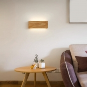 Scandinavian Wood Wall Sconce with Acrylic Lampshade for Living Room
