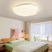 Modern Simple Living Room Flush Mount Ceiling Light Fixture with Plastic Shade