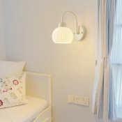 Modern Metal Bedroom Wall Sconce with Glass Lampshade for Living Room