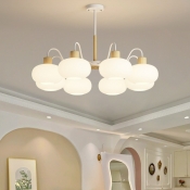 Modern Simple Living Room Chandelier with Glass Lampshade & Adjustable Hanging Length