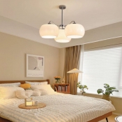 Contemporary Metal Multi-Light Chandelier with Glass Lampshade for Bedroom