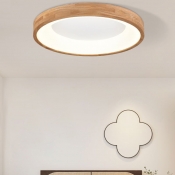 1 Light Casual  Circle Wood Ceiling Fixture with Direct Wired Electric & Shade for Living Room