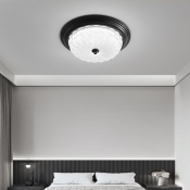 Contemporary Metal Bedroom Ceiling Light Fixture with Glass Shade