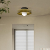 1 Light Modern Simple Style Glass Direct Wired Electric Semi-Flush Mount Flush Mount Light with Glass Shade Entryway