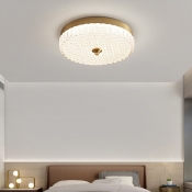 Contemporary Round Bedroom Ceiling Light Fixture with Glass Shade