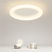 Contemporary Round Flush Mount Ceiling Light Fixture with Plastic Shade
