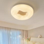 1 Light  Simple Plastic Circle Flush Mount Ceiling Lighting with Direct Wired Electric for Living Room