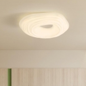 Modern Flushmount Ceiling Light Fixture with Plastic Shade for Bedroom
