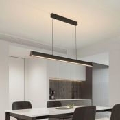 Modern Linear Dining Room Island Light Fixture with Integrated Led in Black