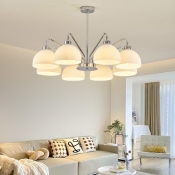 Modern Glass Lampshade Living Room Chandelier Fixture with Adjustable Hanging Length