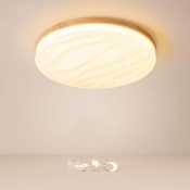 1 Light Modern Wooden Flat Mounted Ceiling Light with Direct Wired Electric for Living Room