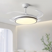 Sleek Modern Remote Control Ceiling Fan with Integrated LED Light and 4 Clear Plastic Blades