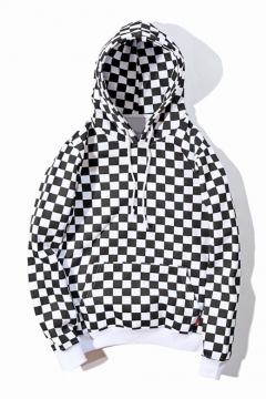 black and white plaid hoodie