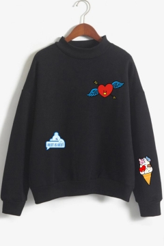 fashion letter gryffindor print colorblock lapel collar long sleeve pullover sweatshirt