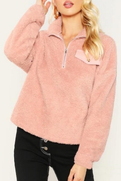 pink fluffy zip up hoodie