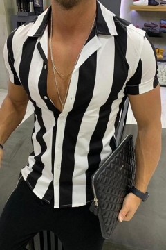 black and white horizontal striped shirt mens