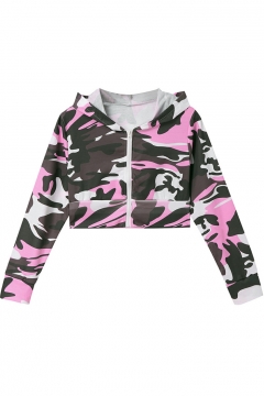 pink camo zip up hoodie