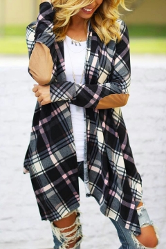 black and white check cardigan