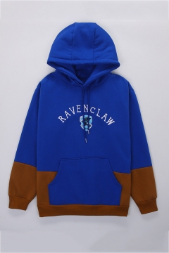 fashion letter gryffindor print colorblock lapel collar long sleeve pullover sweatshirt
