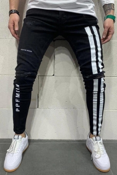 blue jeans with white stripe mens