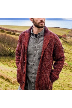 mens chunky knit shawl collar jumper