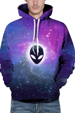 drawstring hooded galaxy color block 3d printed long sleeve hoodie sweatshirt