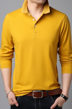 yellow long sleeve collared shirt