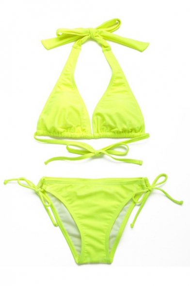 neon halter bikini