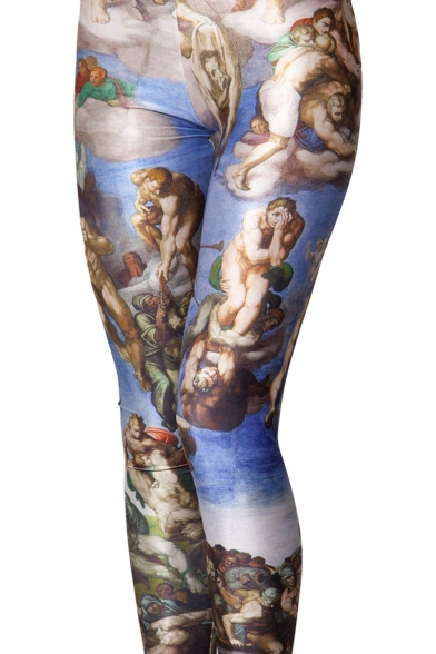 Greek Mythology Theme Printed Elastic Leggings