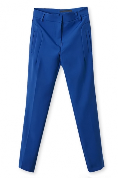 Elegant Elastic British Style Pants with Special Designed Pockets
