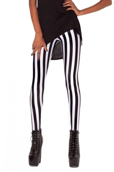 black white vertical striped pants