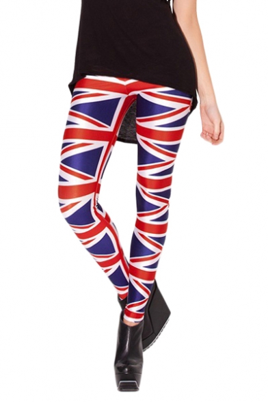 Flag of UK Print Skinny Elastic Leggings